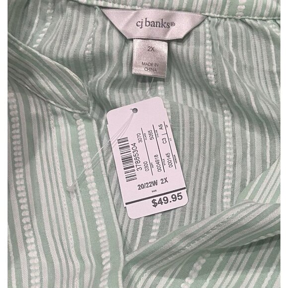 C.J. Banks Womens Embroidered Cotton Wrap Top 20/22W 2X NWT Green Cottagecore - Picture 5 of 7